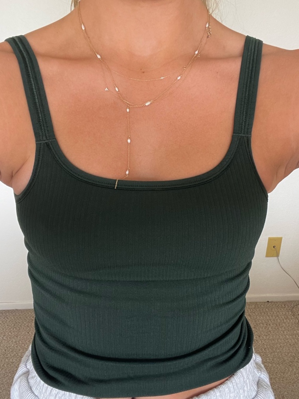 lululemon Ribbed Square Neck Tank Top - Forest Green and matching legging